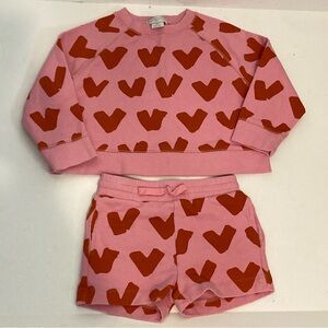 Stella McCartney Kid Pink Heart Sweatsuit Sweatshirt And Shorts 2 piece Set 5